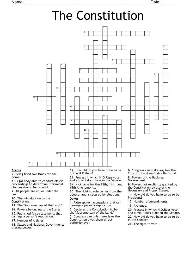 The Constitution Crossword WordMint