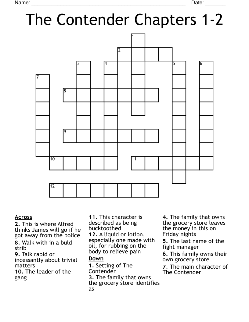 The Contender Chapters 12 Crossword WordMint