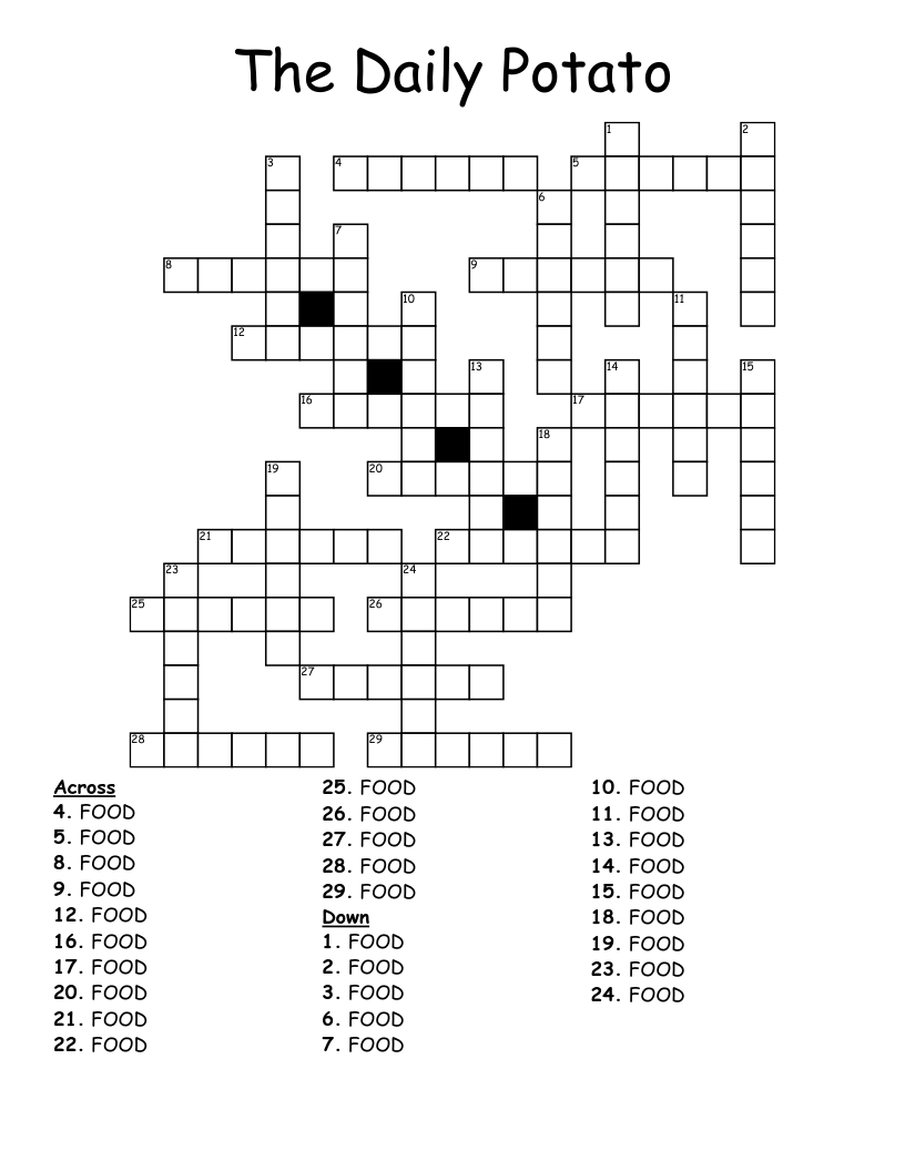 The Daily Potato Crossword WordMint