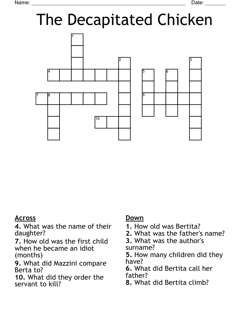 The Decapitated Chicken Crossword WordMint