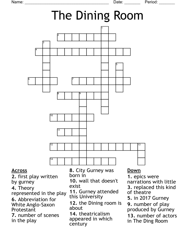 The Dining Room Crossword WordMint