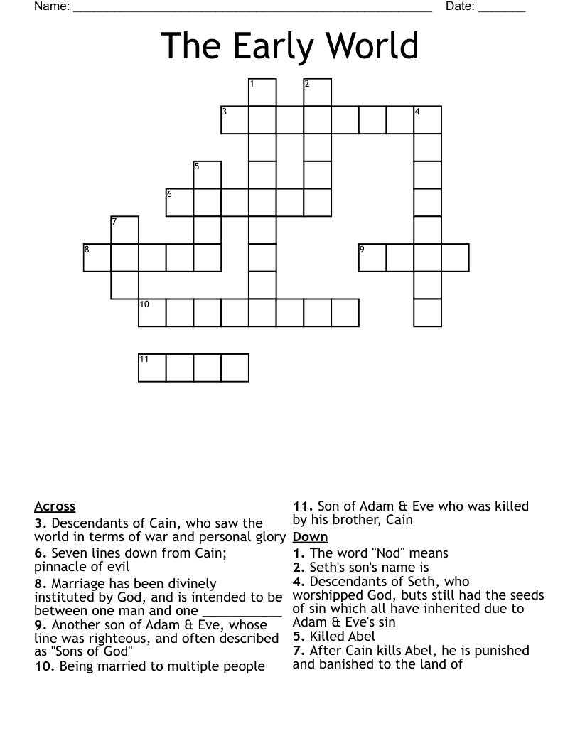The Early World Crossword WordMint