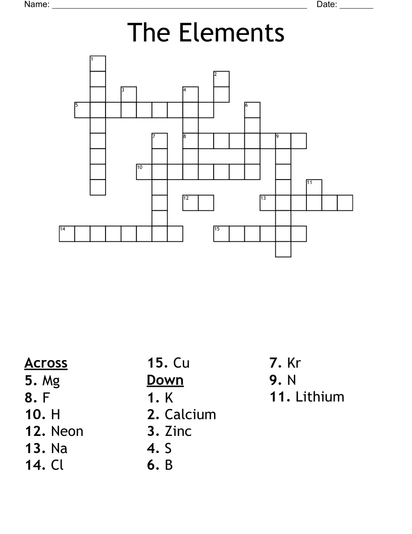 The Elements Crossword WordMint