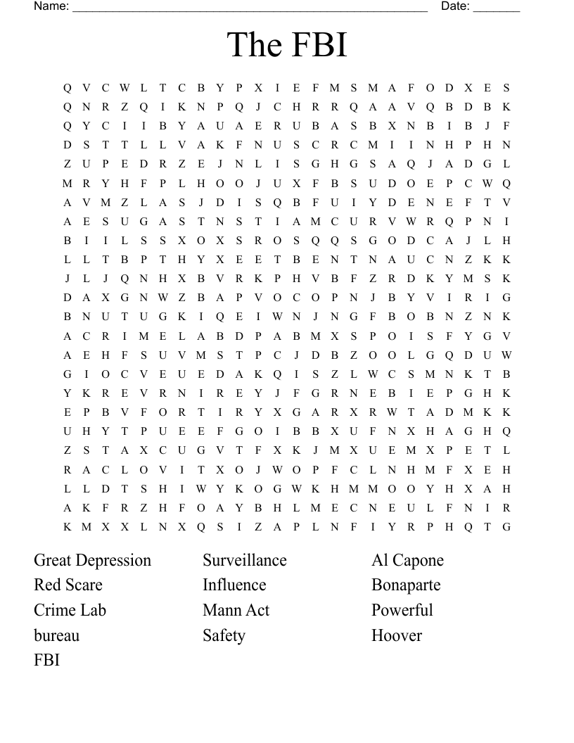 The FBI Word Search WordMint