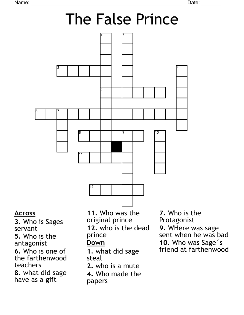 Falstaff Prince Crossword
