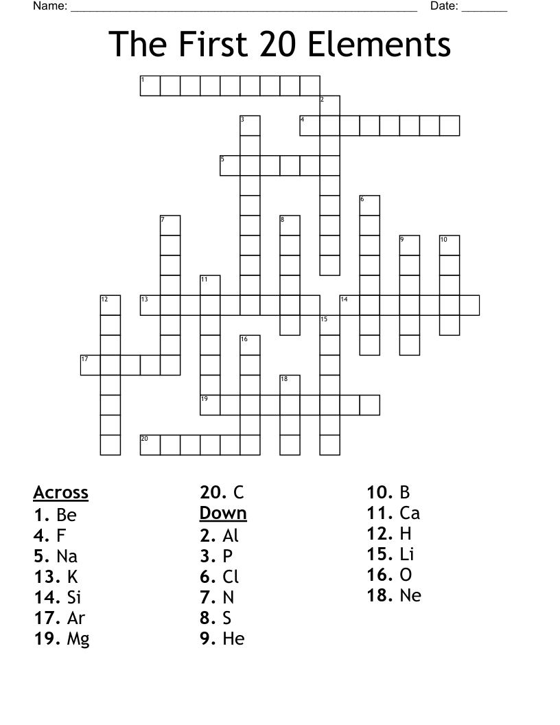 Elements Worksheet WordMint