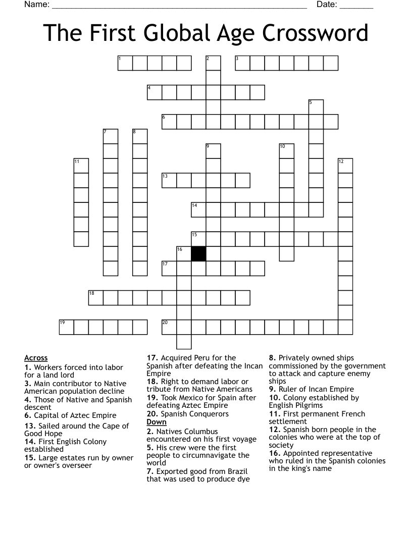 The First Global Age Crossword WordMint