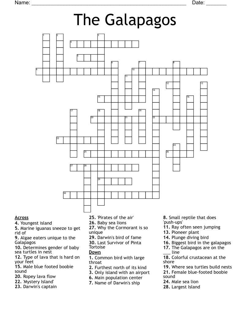 The Galapagos Crossword WordMint