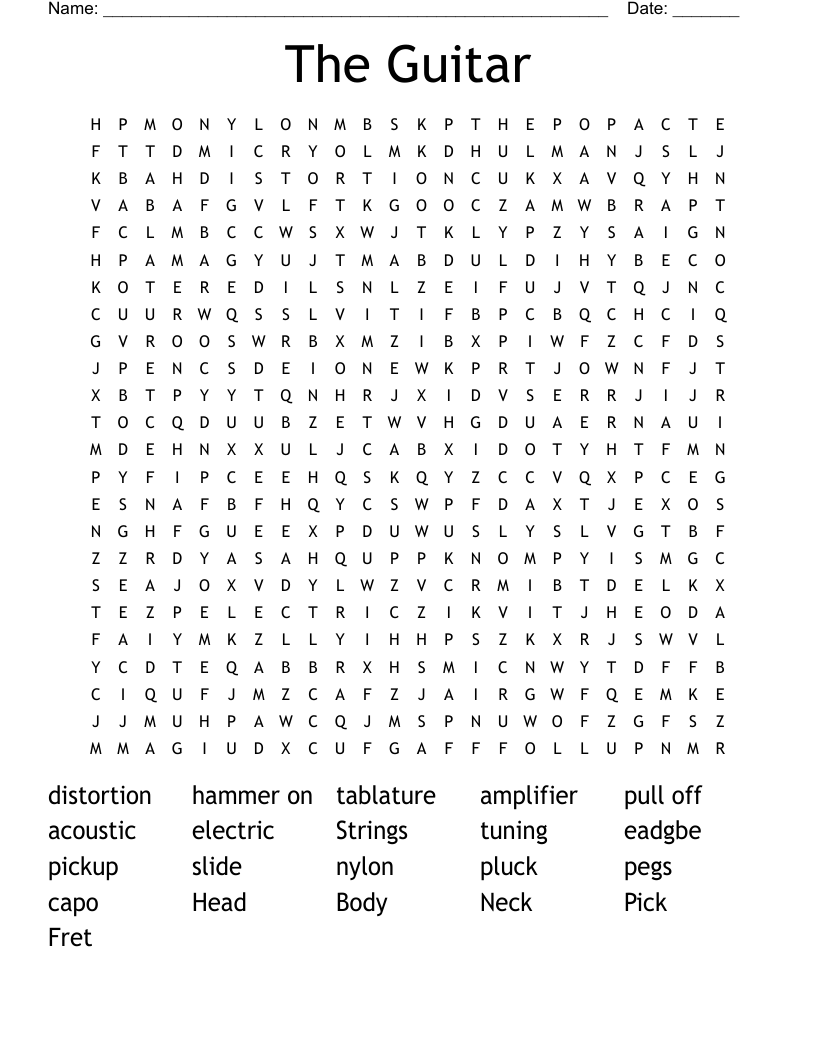 The Guitar Word Search WordMint