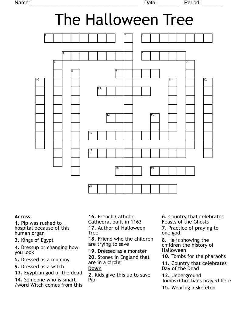 The Halloween Tree Crossword WordMint