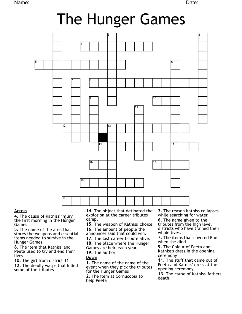The Hunger Games Crossword WordMint