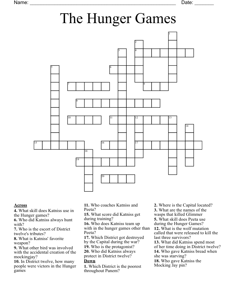The Hunger Games Crossword WordMint