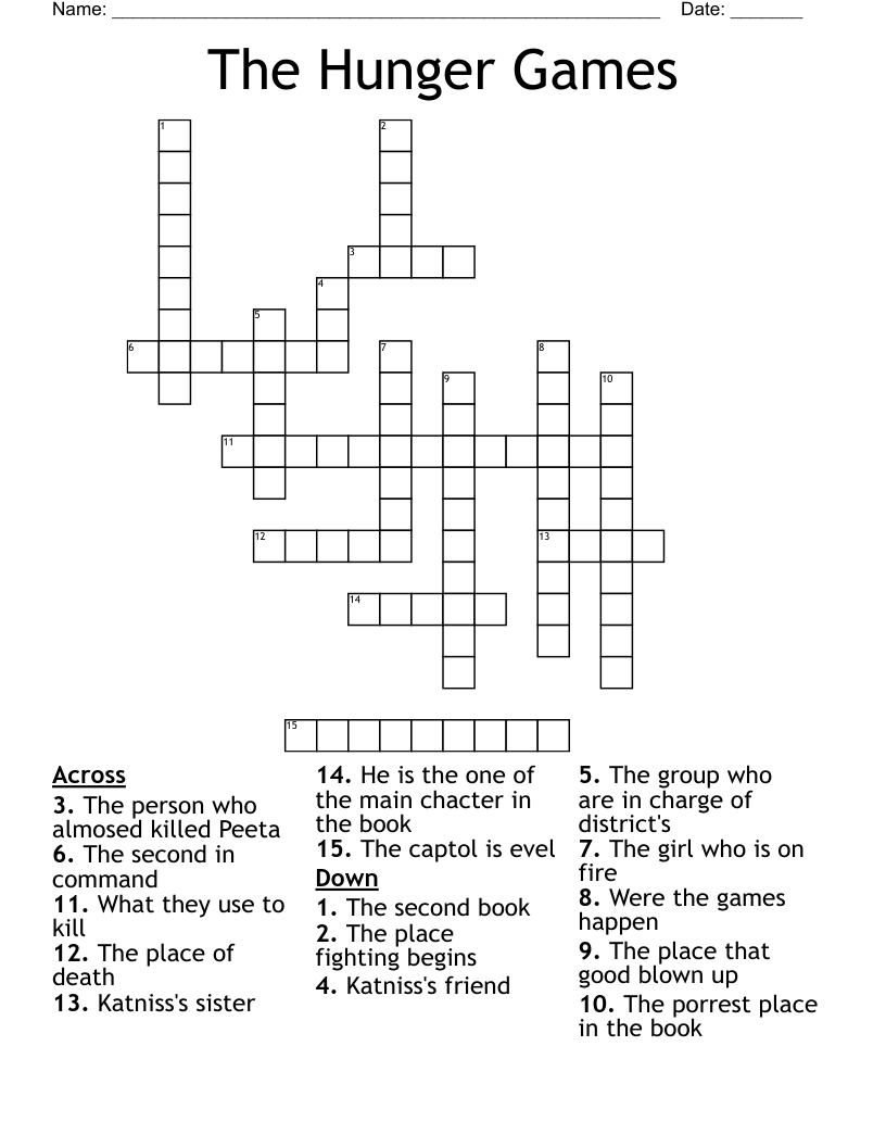 The Hunger Games Crossword WordMint