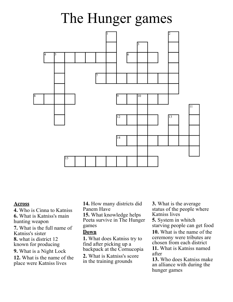 The Hunger games Crossword WordMint