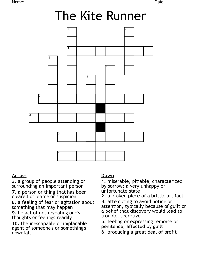 The Kite Runner Crossword WordMint