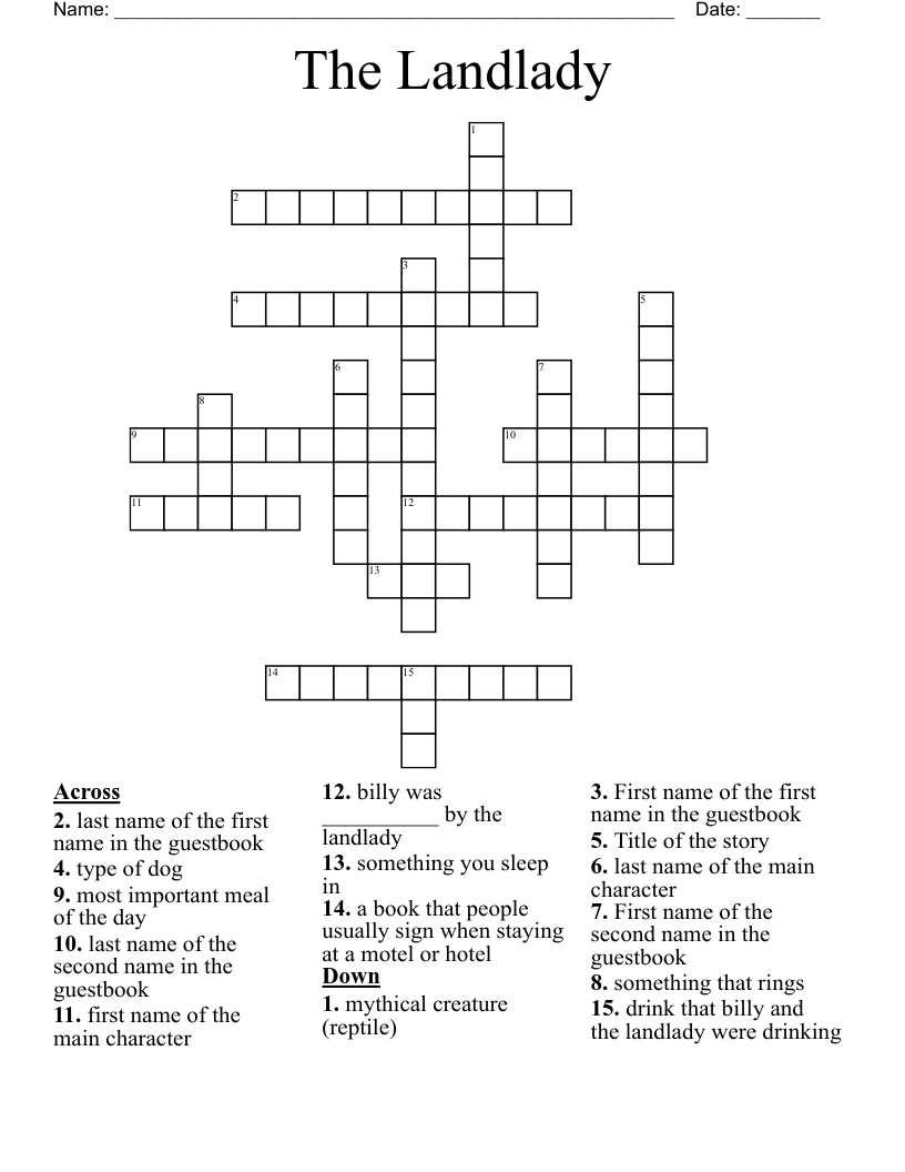 The Landlady Word Search WordMint