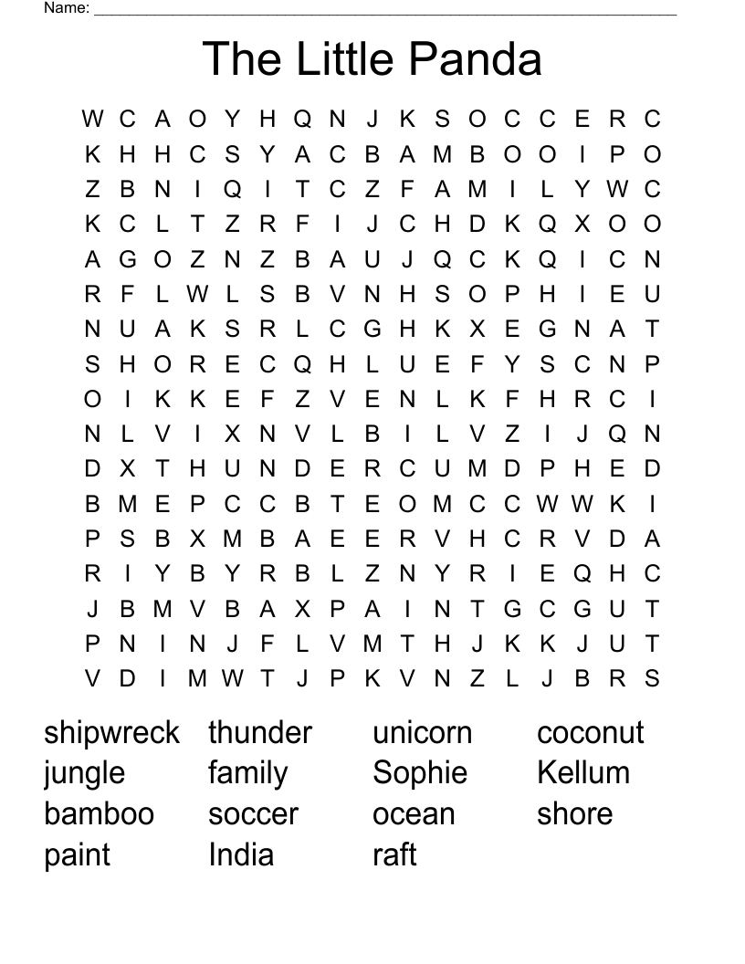 The Little Panda Word Search WordMint