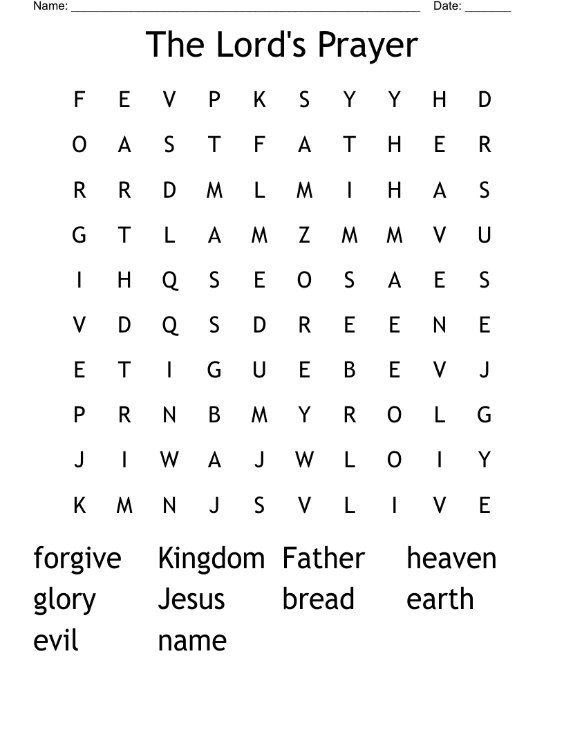The Lord's Prayer Word Search WordMint