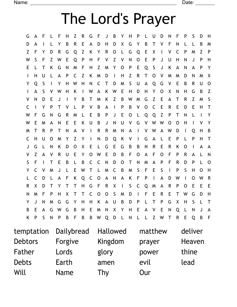 The Lord's Prayer Word Search WordMint