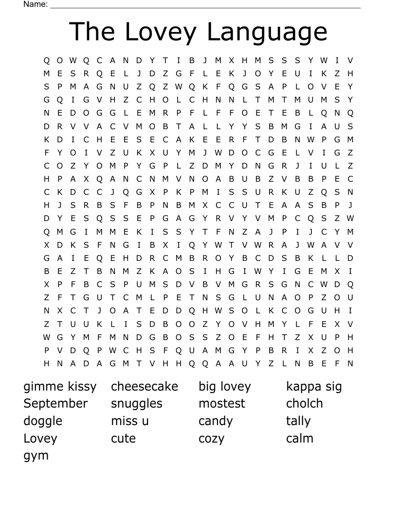The Lovey Language Word Search WordMint