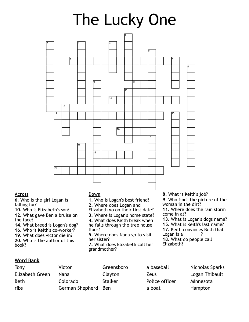 The Lucky One Crossword WordMint