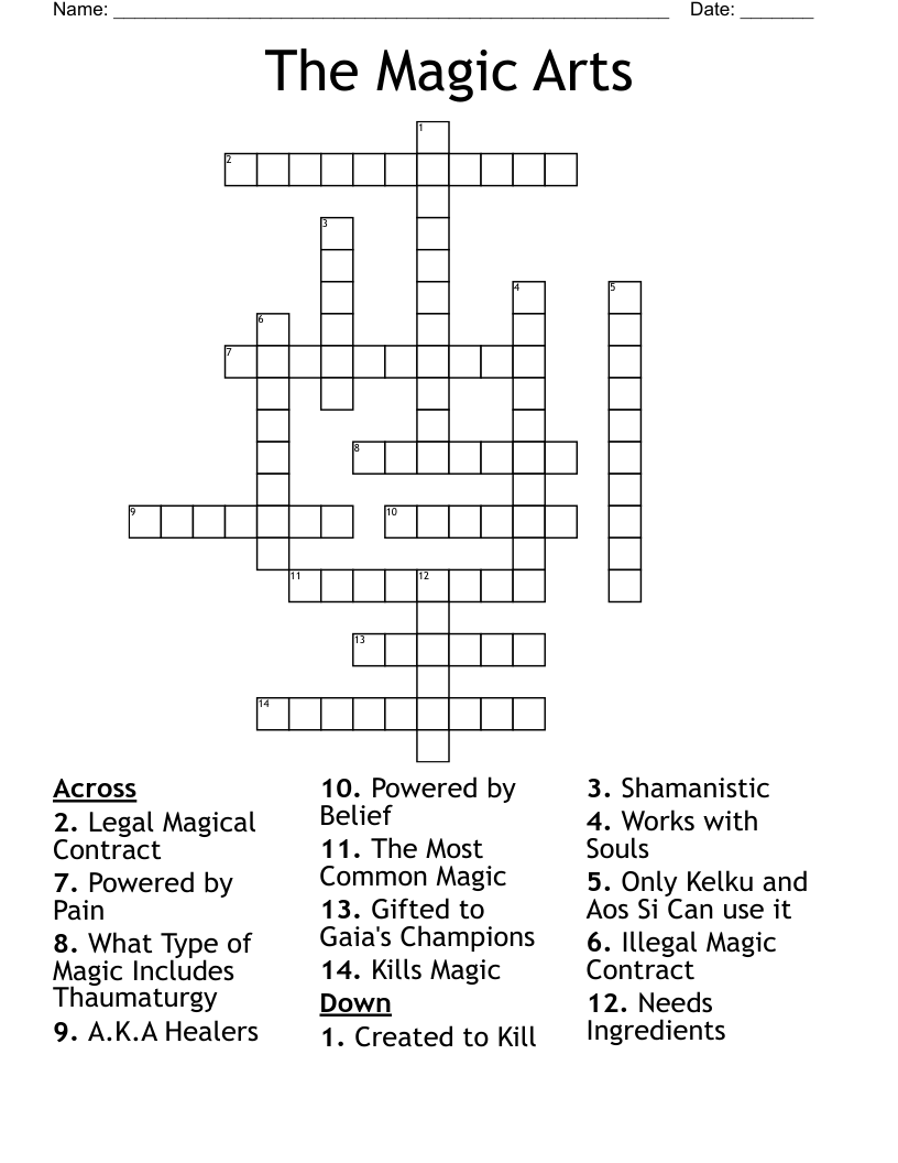 The Magic Arts Crossword WordMint