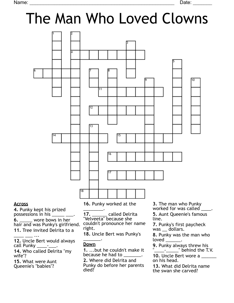 The Man Who Loved Clowns Crossword WordMint