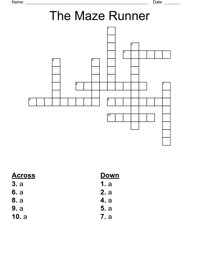 The Maze Runner Crossword WordMint