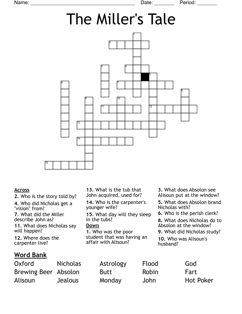 The Miller's Tale Crossword WordMint