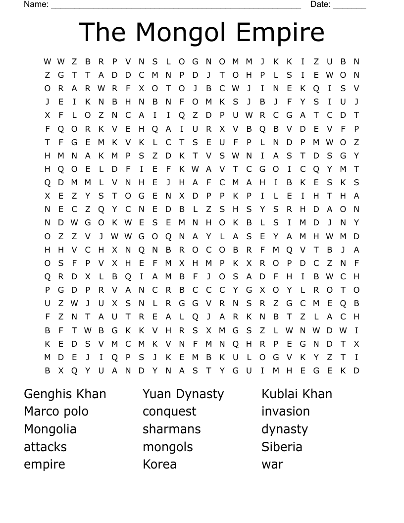 The Mongols Crossword WordMint