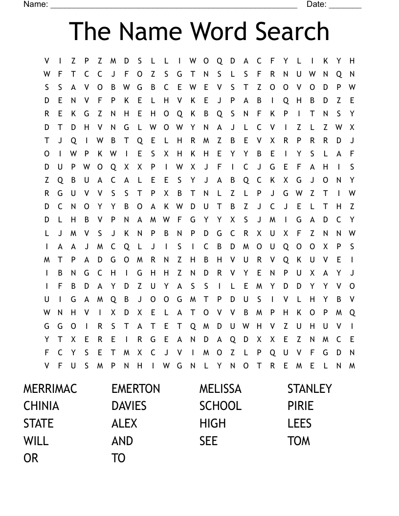The Name Word Search - WordMint