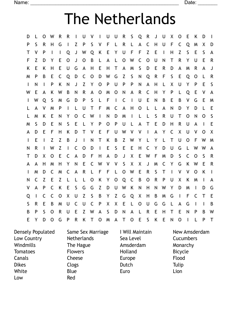 The Netherlands Word Search WordMint