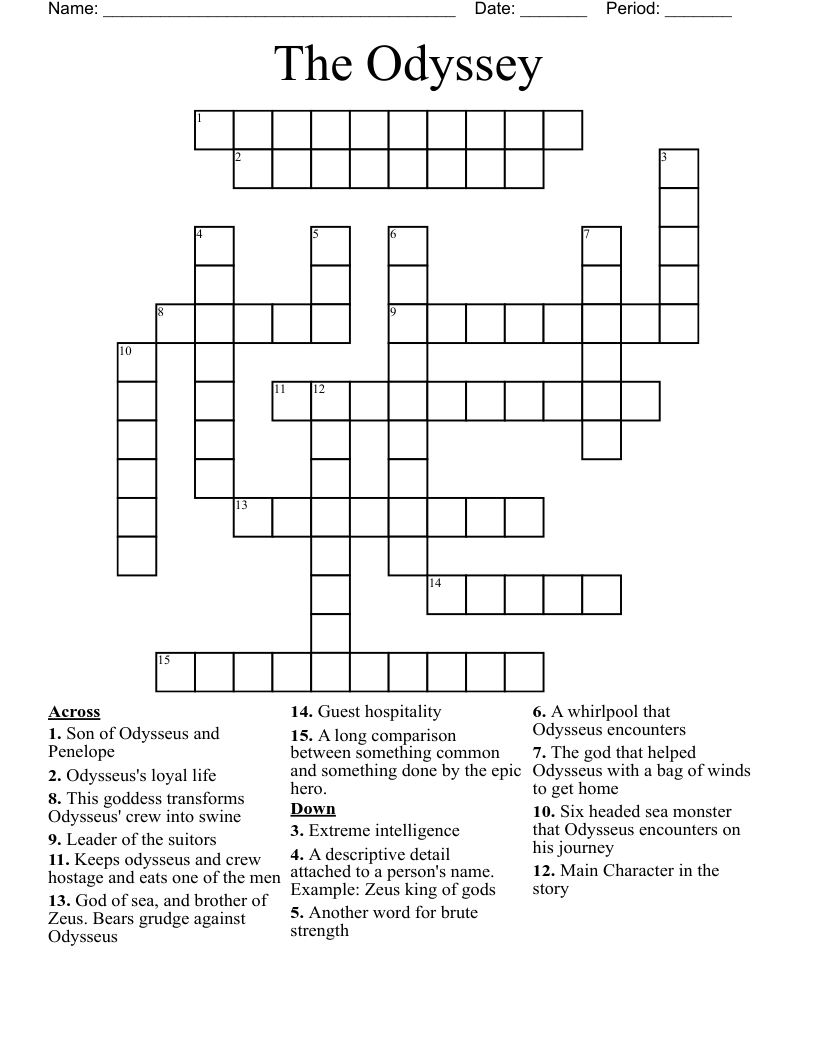 The Odyssey Crossword Puzzle WordMint