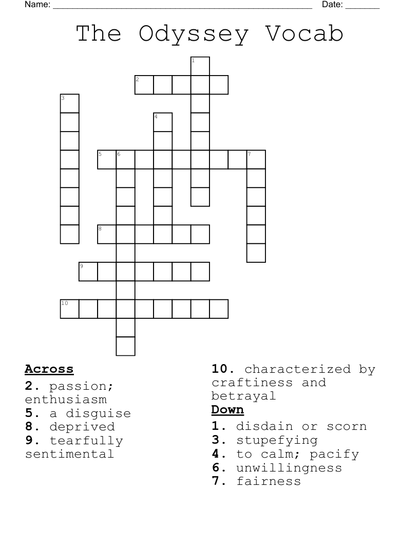 The Odyssey Crossword WordMint