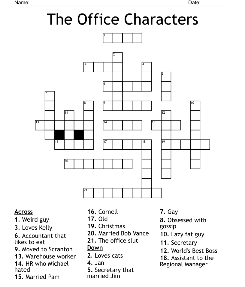 The Office Characters Crossword WordMint