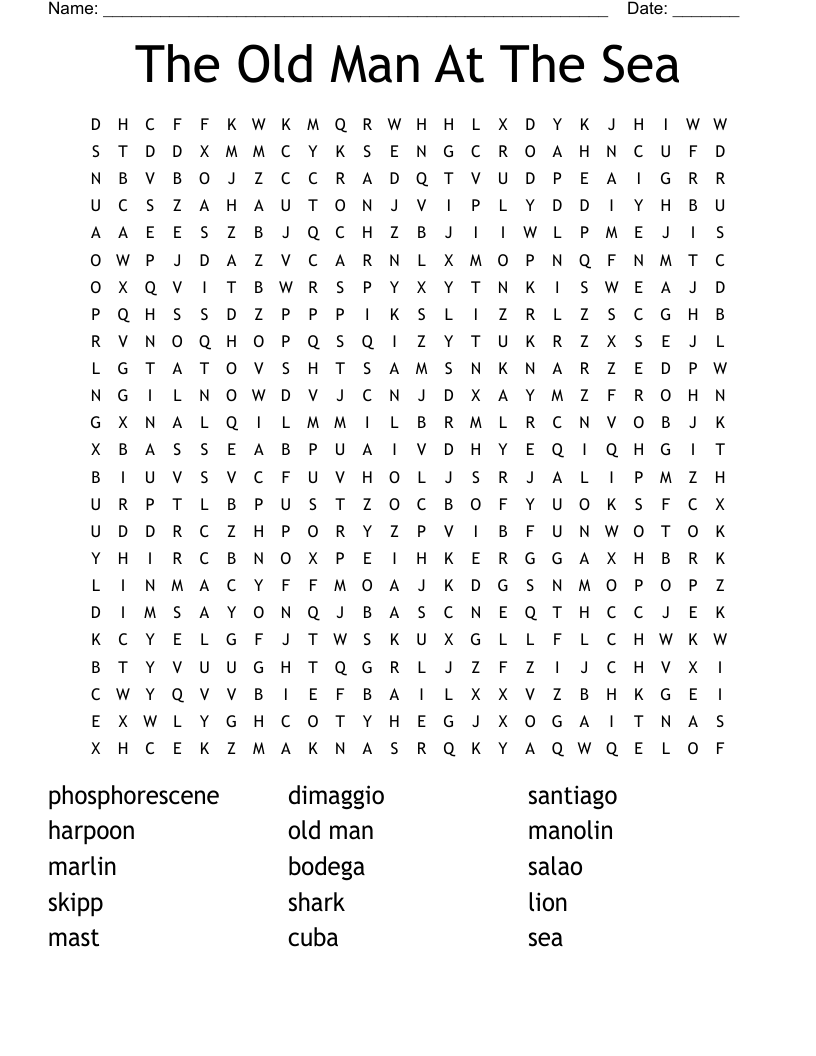 The Old Man and the Sea Crossword WordMint