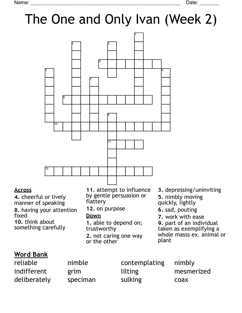 The One and Only Ivan (Week 2) Crossword WordMint