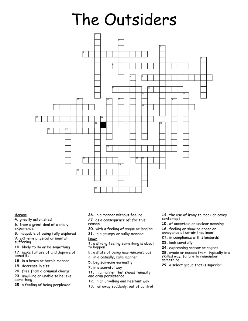The Outsiders Crossword WordMint