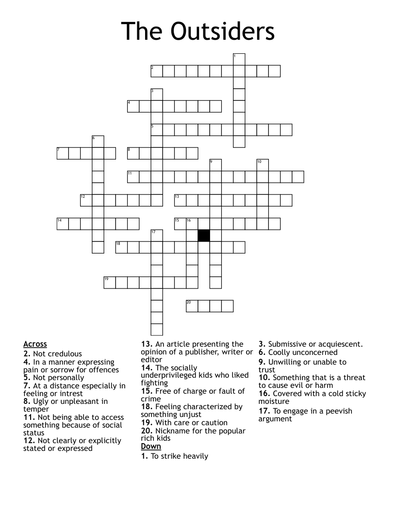 The Outsiders Crossword WordMint