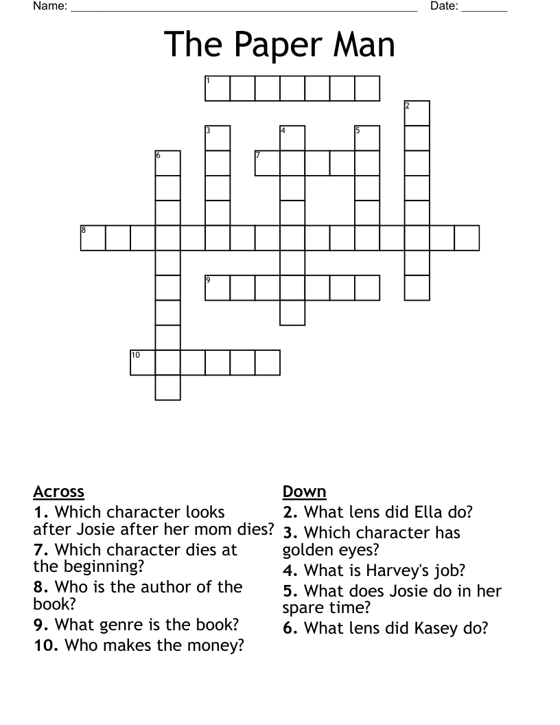 The Paper Man Crossword WordMint