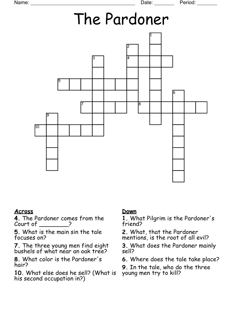 The Pardoner's Tale Word Search WordMint
