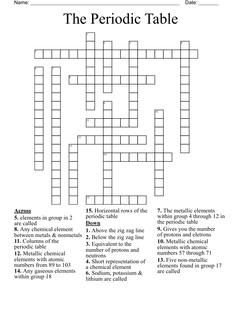 The Periodic Table Crossword WordMint