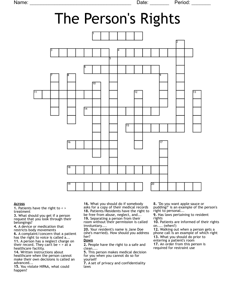 Resident Rights Word Search Puzzle WordMint