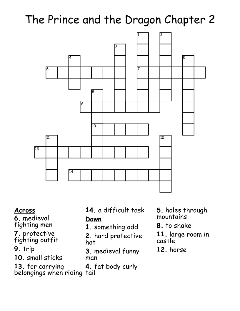 The Prince and the Dragon Chapter 2 Crossword WordMint