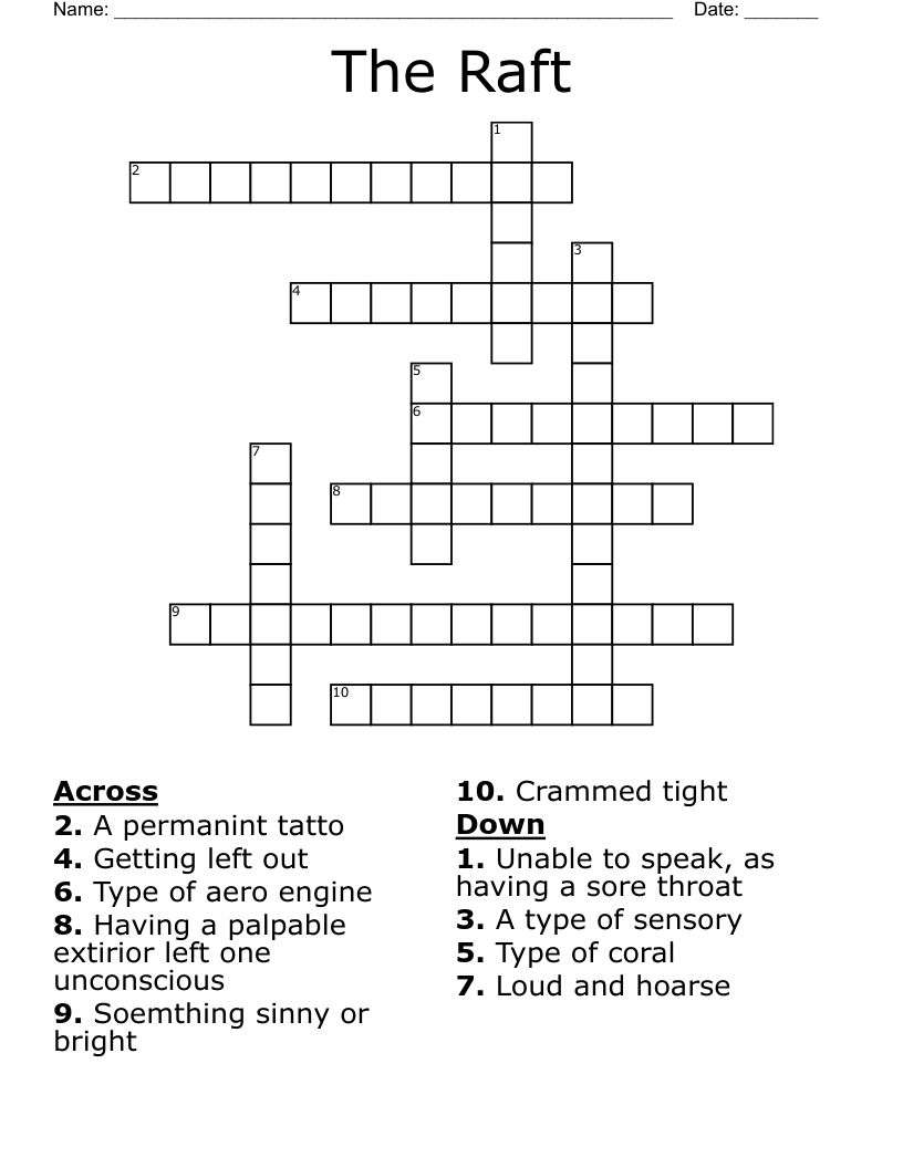 The Raft Crossword WordMint