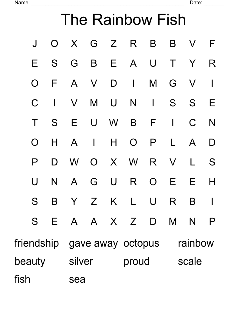 Rainbow Fish Word Search