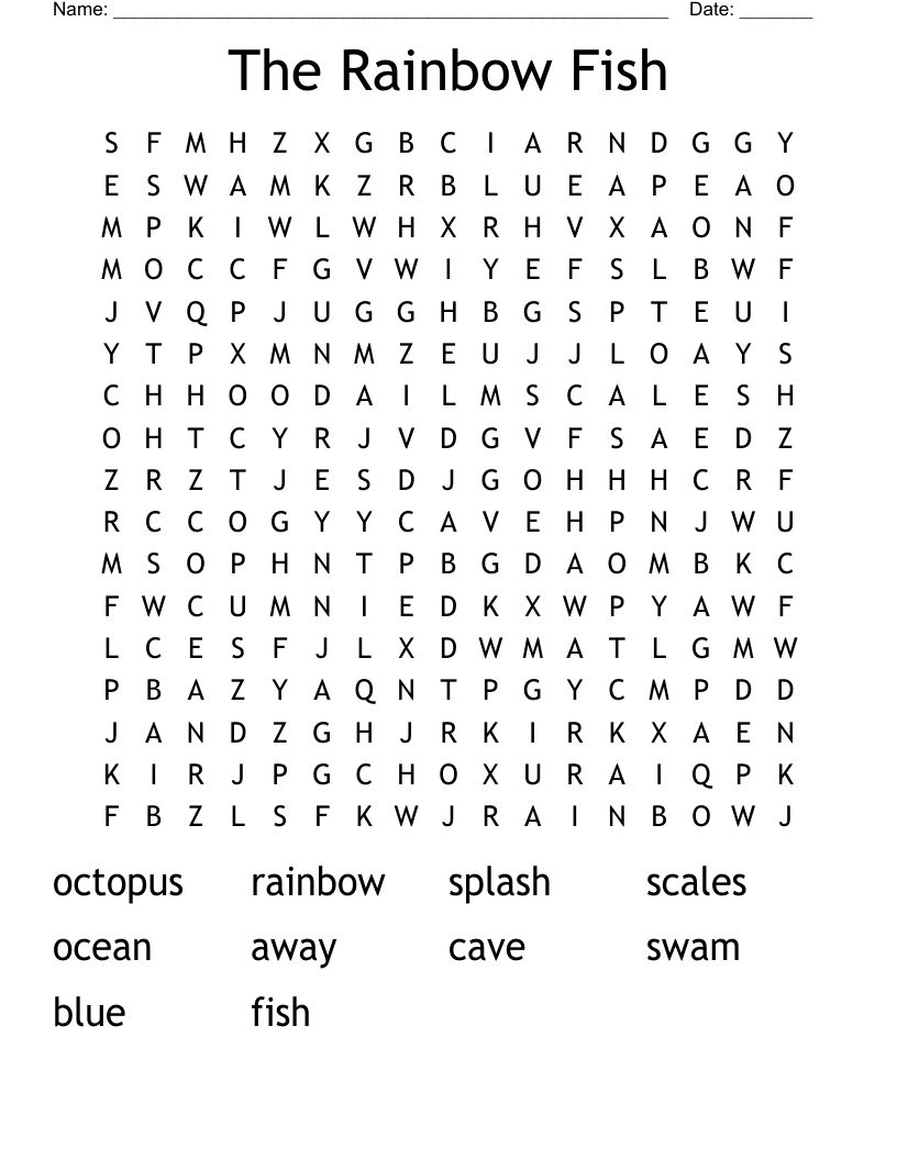 The Rainbow Fish Word Search WordMint