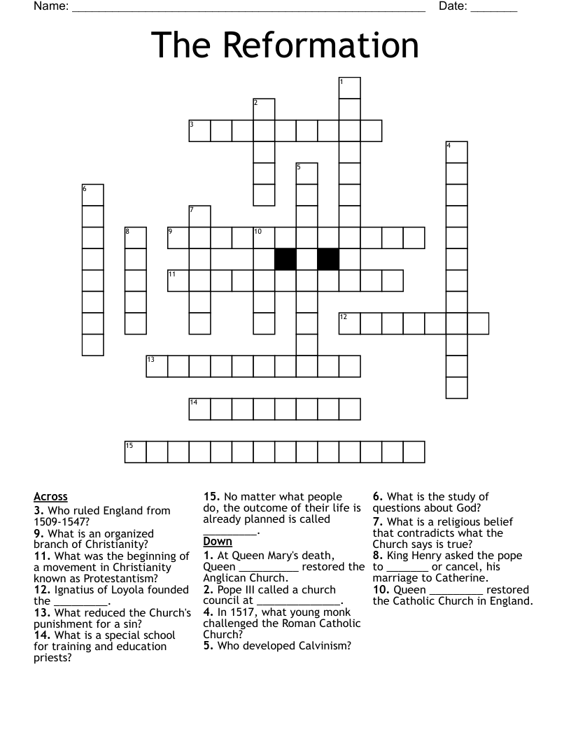 The Reformation Crossword WordMint
