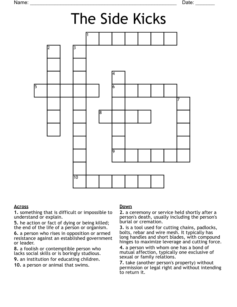 The Side Kicks Crossword WordMint