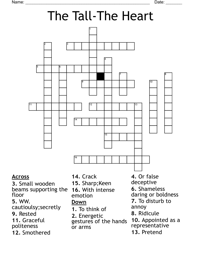 The TellTale Heart Crossword WordMint